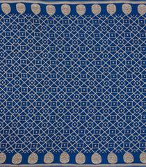 Indigo Handloom Banarasi Khaddi Georgette Silk Saree With Floral Motifs-BE1820