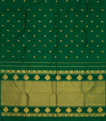 Dark Green Handloom Kanchipuram Silk Saree With Parrot Buttas-KA13126