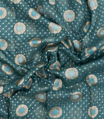 Steel Blue Woven Pure Organza Silk Saree With Floral Zari Buttas-KS1092