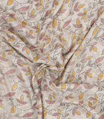 Cream Printed Synthetic Dola Silk Saree With Sequin Work Border-SY0260