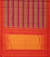 Magenta & Green Handloom Kanchipuram Silk Saree With Checks