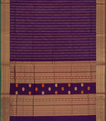 Dark Purple Handloom Silk Cotton Saree With Zari Stripes-SC4826