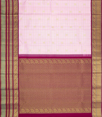Baby Pink Handloom Korvai Kanchipuram Silk Saree With Zari Checks & Buttas-KA16288