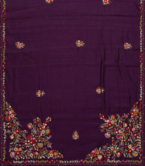 Dark Purple Woven Art Viscose Saree With Meena Embroidered Floral Motifs-BL4658
