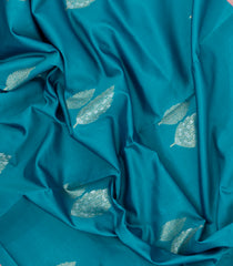Cyan Woven Blended Aura Saree With Zari Stripes & Zari Border-BL5817