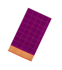 Magenta Handloom Silk Cotton Saree With Checks-SC4681