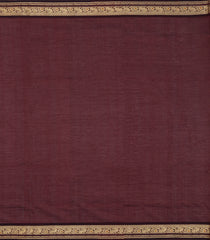 Dark Brown Handloom Silk Cotton Saree With Zari Checks-SC4421