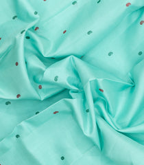 Turquoise Handloom Korvai Kanchipuram Silk Saree With Buttas & Contrast Border -KA15771