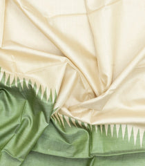 Green Woven Tussar Silk Saree With Rising Border-TU3500