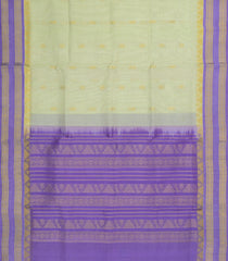 Light Green Handloom Silk Cotton Saree With Zari Stripes & Buttas-SC4501