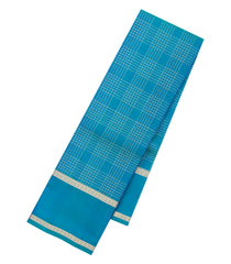 Cyan Woven Pure Silk Saree With Zari Checks-EC2602