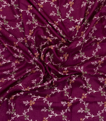 Burgundy Printed Synthetic Dola Silk Saree With Floral Motifs & Zari Stripes-SY0463