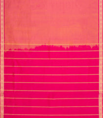 Peach Handloom 9 Yards Silk Cotton Saree With Contrast Border-SC4689