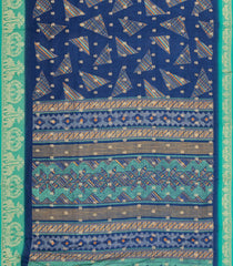 Indigo Printed Synthetics Dola With Zari Butta & Zari Border -BL5221