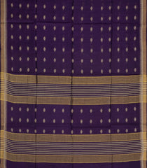Dark Purple Woven Tussar Silk Saree With Floral Motifs & Contrast Border-TU3543