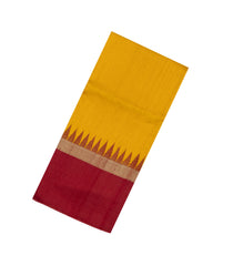 Mustard Woven Dupion Silk Saree With Contrast Temple Border-DS0644