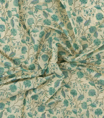 Shaodw Green Printed Blended Cotton Saree With Floral Motifs-BL6249