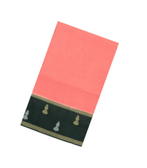 Peach Woven Blended Viscose Saree With Contrast Border-BL5616