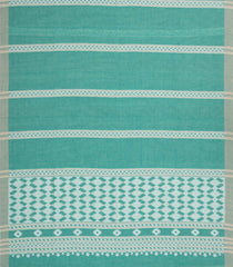 Aquamarine Handloom Bengal Cotton Saree With Stripes-BG1660