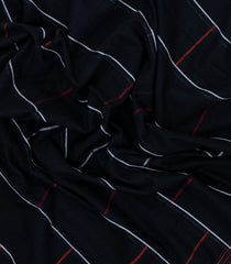 Black Handwoven Bengal Cotton Saree With Checks & Contrast Border-BG1508