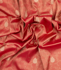 Red Woven Art Tissue Dupion Saree With Floral Zari Buttas-BL5882