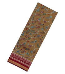 Oil Mustard Printed Chanderi Cotton Saree With Zari Border-BL5479