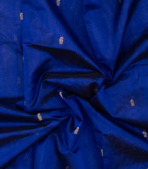 Blue Handloom Silk Cotton Saree With Zari Buttas & Contrast Border-SC4663