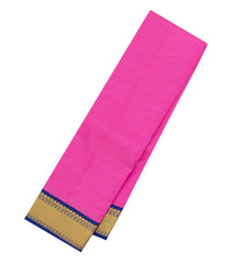BubbleGum Pink Handloom Korvai Kanchipuram Silk Saree With Vairaoosi Stripes-KA13833