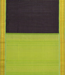 Black Handloom Silk Cotton Saree With Dotted Checks-SC3929