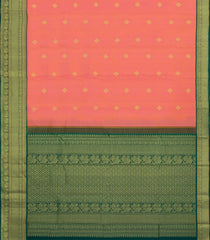 Peach Handloom Korvai Kanchipuram Silk Saree With Zari Buttas-KA14503