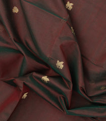 Dark Brown Handloom Silk Cotton Saree With Zari Buttas-SC4263