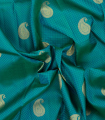Cyan Handloom Kanchipuram Silk Saree With Mango Buttas-KA14453