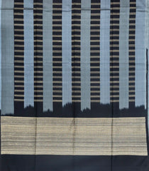 Black & Grey Handloom Soft Silk Saree With Stripes-SO4160