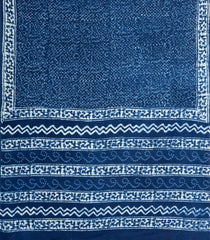Indigo Printed Jaipur Cotton Saree With Floral Motifs-JC1450