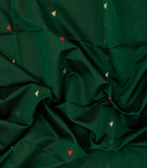Bottle Green Handloom Maheswari Silk Cotton Saree With Buttas-SC4152