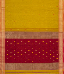 Mustard Handloom Maheswari Silk Cotton Saree With Buttas-SC4130
