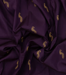 Dark Burgundy Handloom Korvai Kanchipuram Silk Saree With Peacock Buttas-KA14507