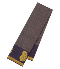 Black Handloom Kanchipuram Silk Saree With Gold & Silver Zari Stripes-KA16821