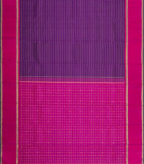 Purple Handloom Kanchipuram Silk Saree With Stripes & Contrast Border-KA16195