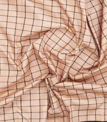 Light Peach Handloom Korvai Kanchipuram Silk Saree With Checks & Kanchipuram Butta Silk Sarees-KA16577