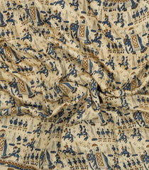 Taupe Printed Jaipur Cotton Saree With Elephant Motifs-JC1544