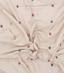 Off White Handloom Bengal Cotton Saree With Diamond Buttas-BG1549