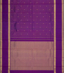 Purple Handloom Kanchipuram Silk Saree With Checks & Buttas-KA15715