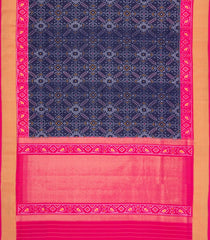Navy Blue Handloom Pochampally Ikat Silk Saree With Tie & Dye Motifs -IK0420