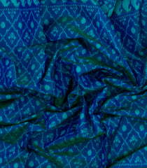 Dark Blue Handloom Rajkot Patola Ikat Silk Saree With Tie & Dye Motifs-IK0527