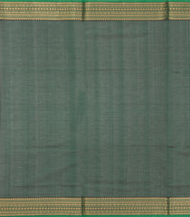 Dark Green Handloom Silk Cotton Saree With Zari Stripes-SC4363