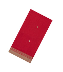 Red Handloom Bengal Cotton Saree With Bird Buttas-BG1605