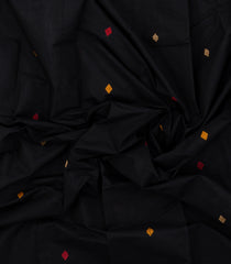 Black Handloom Kanchi Cotton Saree With Diamond Buttas-KC1651