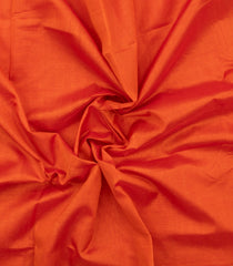 Orange Handloom Silk Cotton Saree With Stripes & Contrast Border-SC4684