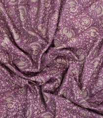 Lilac Printed Chanderi Cotton Saree With Floral Motifs & Zari Border-CC1672